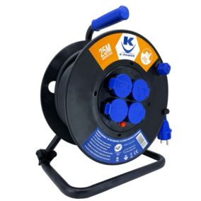 Enrouleur Pro 25M 3G2.5 IP44 avec 4 Prises à Clapet pour Usage Intensif en Intérieur & Extérieur