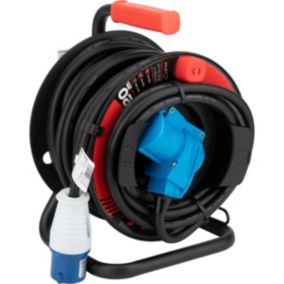 Enrouleur Schuko/CEE P17 20m - Noir/Bleu - Protec