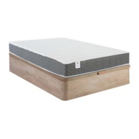 Ensemble 120 x 200 cm sommier coffre naturel clair + matelas mousse HD mémoire de forme et tissu 3D respirant ép.18cm - HEAVEN de