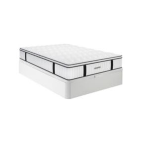 Ensemble 140 x 190 cm sommier coffre blanc + matelas anti-feu ressorts ensachés et surmatelas intégré ép.28cm - DELICE de DREAMEA