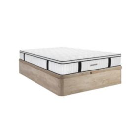 Ensemble 140 x 190 cm sommier coffre naturel clair + matelas anti-feu ressorts ensachés et surmatelas intégré ép.28cm - DELICE de