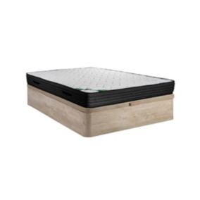 Ensemble 140 x 190 cm sommier coffre naturel clair + matelas mousse et coutil bambou ép.25cm - BERENDI de NATUREA