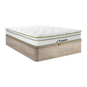 Ensemble 140 x 190 cm sommier coffre naturel clair + matelas ressorts ensachés 5 zones et coutil bambou ép.28cm - PASIR de YSMÉE