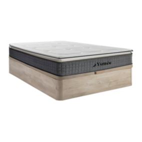 Ensemble 140 x 190 cm sommier coffre naturel clair + matelas ressorts ensachés 7 zones et accueil latex ép.32cm - SEREM de YSMÉE