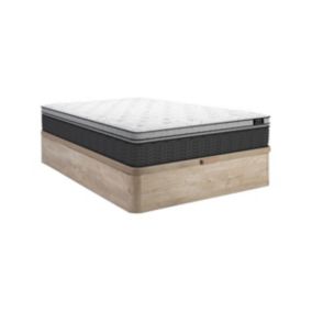 Ensemble 140 x 190 cm sommier coffre naturel clair + matelas ressorts ensachés et surmatelas intégré ép.30cm - GAMIANI de YSMÉE