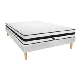 Ensemble 140 x 190 cm sommier + matelas ressorts ensachés 5 zones ép.24cm - AGATHE de NATUREA