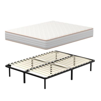 Ensemble 140x190 cm Matelas Mousse + Sommier à Lattes, Epaisseur du Matelas 18 cm
