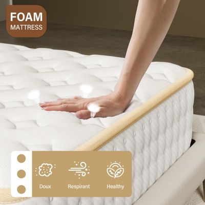 Ensemble 140x190 cm Matelas Mousse + Sommier à Lattes, Epaisseur du Matelas 18 cm