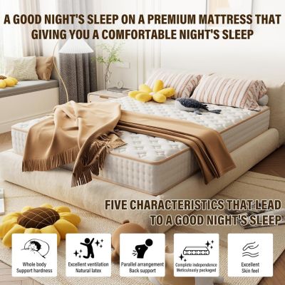 Ensemble 140x190 cm Matelas Mousse + Sommier à Lattes, Epaisseur du Matelas 18 cm