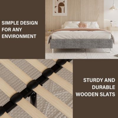 Ensemble 140x190cm Matelas en mousse + Cadre de lit Plateforme Capitonné, Epaisseur du Matelas 22cm
