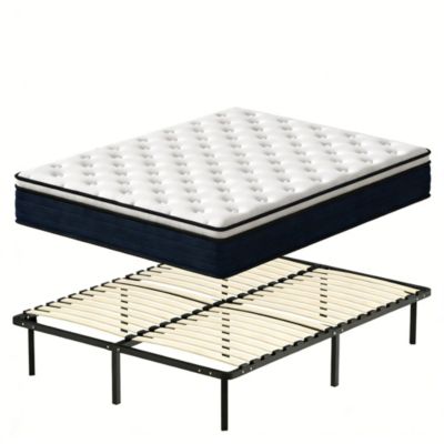 Ensemble 140x190cm Matelas à ressorts +Sommier à Lattes sur Pieds, Epaisseur du Matelas 25cm