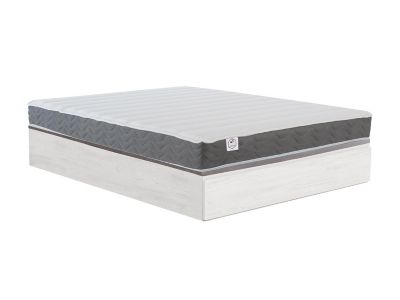 Ensemble 160 x 200 cm sommier coffre avec tiroir blanc + matelas mousse HD mémoire de forme et tissu 3D respirant ép.18cm - HEAVEN