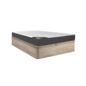 Ensemble 160 x 200 cm sommier coffre naturel clair + matelas mémoire de forme ép.28cm - GIZEUX de YSMÉE