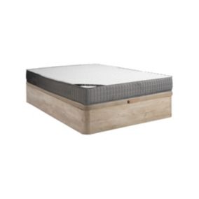 Ensemble 160 x 200 cm sommier coffre naturel clair + matelas mousse et accueil mémoire de forme 11 zones ép.22cm - DANEVO de YSMÉE