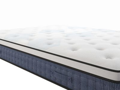 Ensemble 160 x 200 cm sommier coffre naturel clair + matelas ressorts ensachés 7 zones et accueil gel à mémoire de forme ép.23cm -
