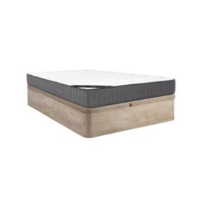 Ensemble 160 x 200 cm sommier coffre naturel clair + matelas ressorts ensachés 7 zones et mousse haute résilience ép.26cm - AUDACE