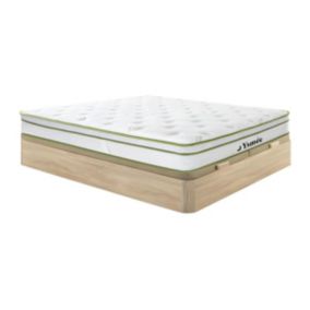 Ensemble 180 x 200 cm sommier coffre naturel clair + matelas ressorts ensachés 5 zones et coutil bambou ép.28cm - PASIR de YSMÉE