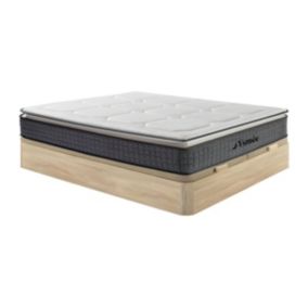 Ensemble 180 x 200 cm sommier coffre naturel clair + matelas ressorts ensachés 7 zones et accueil latex ép.32cm - SEREM de YSMÉE