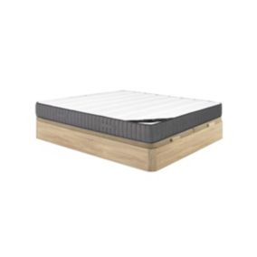 Ensemble 180 x 200 cm sommier coffre naturel clair + matelas ressorts ensachés 7 zones et mousse haute résilience ép.26cm - AUDACE