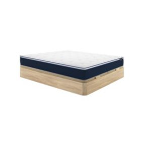 Ensemble 180 x 200 cm sommier coffre naturel clair + matelas ressorts ensachés et surmatelas intégré ép.24cm - ALTIER de YSMÉE