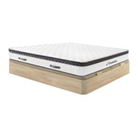 Ensemble 180 x 200 cm sommier coffre naturel clair + matelas ressorts ensachés et surmatelas intégré ép.34cm - COSMOPOLITAIN II de