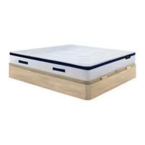 Ensemble 180 x 200 cm sommier coffre naturel clair + matelas ressorts ensachés  ép.30cm - MARQUIS de PALACIO