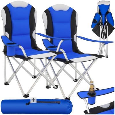 Ensemble 2 chaises de camping polyester support boisson sac, bleu