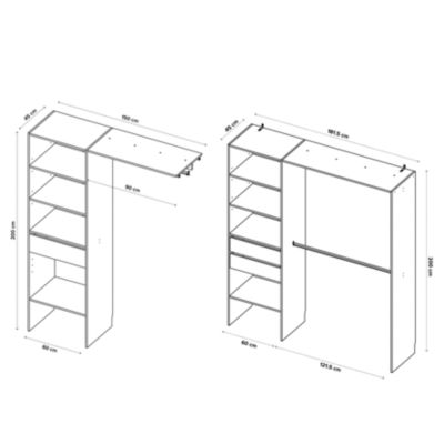 Ensemble 2 kits dressing coloris blanc N & Z H. 200 x L. 331,5 x P. 45 cm