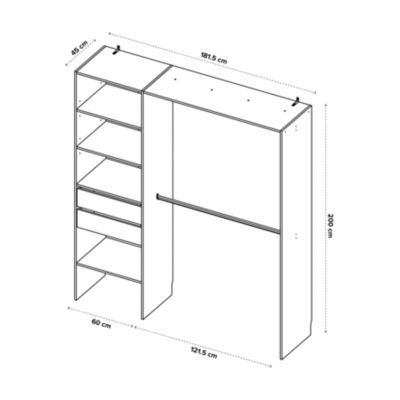 Ensemble 2 kits dressing coloris blanc Zodiak H. 200 x L. 363 x P. 45 cm