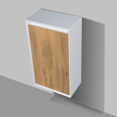 Ensemble 2 Meubles Colonnes Armoires murales étagères - 50x28,8x88cm - FIONA Optique chêne, armoire droite + gauche