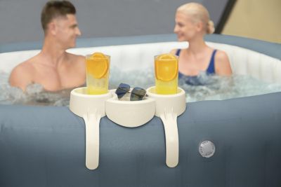 Ensemble 2 porte-gobelets + 1 plateau Lay-Z-Spa® Bestway L.35 x l.20,5 cm beige