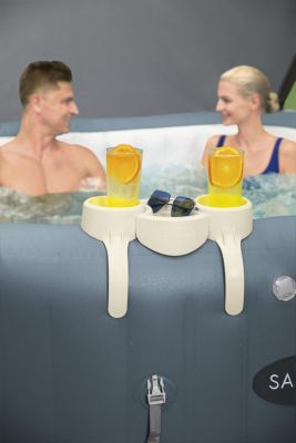 Ensemble 2 porte-gobelets + 1 plateau Lay-Z-Spa® Bestway L.35 x l.20,5 cm beige