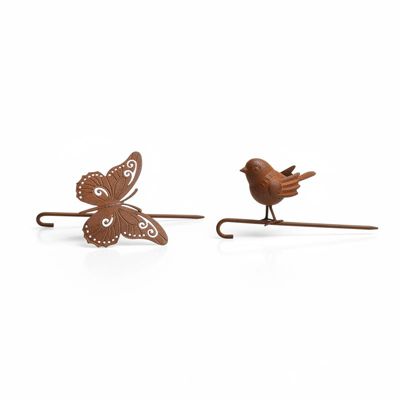 Ensemble 2 supports boules de graisses oiseau papillon 16x9x27cm