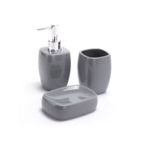 Ensemble 3 accessoires de salle de bain Céramique CLASSIC Gris MSV