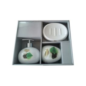 Ensemble 3 accessoires de salle de bain Céramique JAVA LINGGA  Blanc MSV