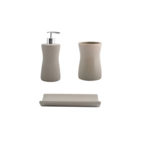 Ensemble 3 accessoires de salle de bain Céramique PALMA Taupe MSV