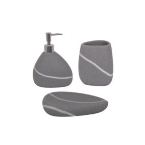 Ensemble 3 accessoires de salle de bain Céramique ZEN Gris MSV