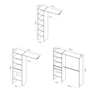 Ensemble 3 kits dressing coloris blanc H. 200 x L.461,5 x P. 45 cm