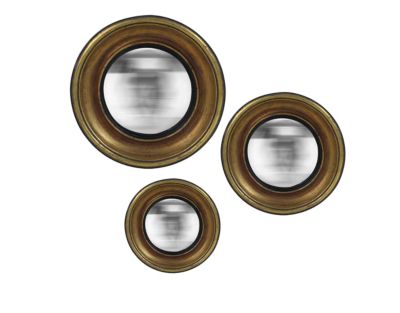 Ensemble 3 miroirs convexe rond style vintage effet vieilli doré ⌀23 x L.23 x H.23 x ep.5 cm