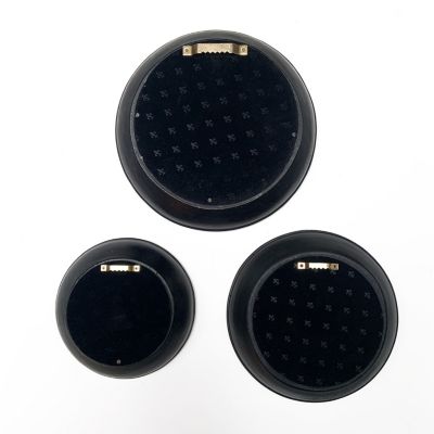 Ensemble 3 miroirs convexe rond style vintage effet vieilli noir convexe ⌀16/19/23 cm