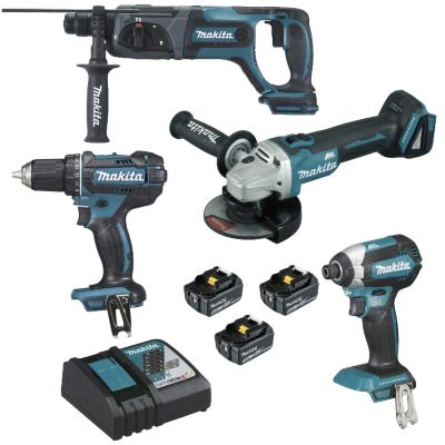 Ensemble 4 machines 18 V LXT DLX4080TX1 - DGA504 DDF482 DHR241 DTD153 - 3 batteries 18 V 5,0 Ah.