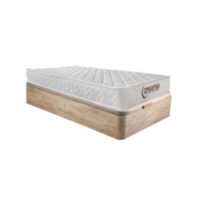 Ensemble 90 x 190 cm sommier coffre naturel clair + matelas mémoire de forme ép.15cm - PELOPS de DREAMEA