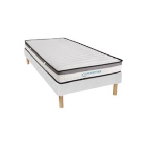 Ensemble 90 x 190 cm sommier + matelas mousse mémoire de forme ép.19cm - ORTHOMEMORY de DREAMEA