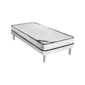 Ensemble 90 x 190 cm sommier tapissier + matelas mousse et coutil bambou ép.15cm - KANANI de NATUREA