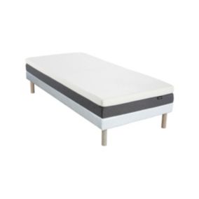 Ensemble 90 x 190 cm sommier tapissier + matelas mousse HD 7 zones et accueil mémoire de forme déhoussable ép.20cm - KELIH de