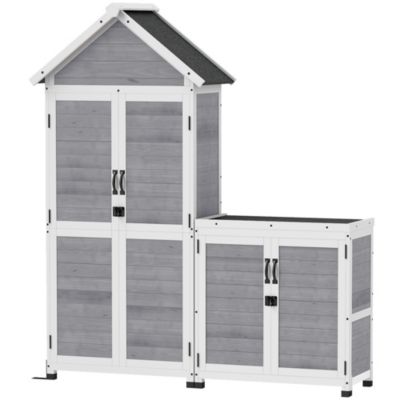 Ensemble armoire de jardin avec coffre extérieur assorti - 2 + 2 portes ...