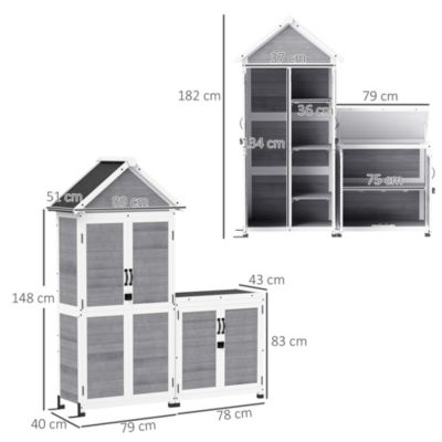 Ensemble armoire de jardin avec coffre extérieur assorti - 2 + 2 portes ...