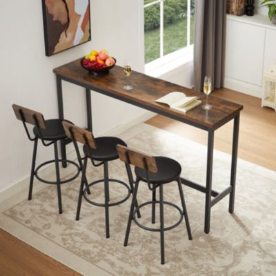 Ensemble bar 160 cm en panneaux de particules et acier avec 3 tabourets