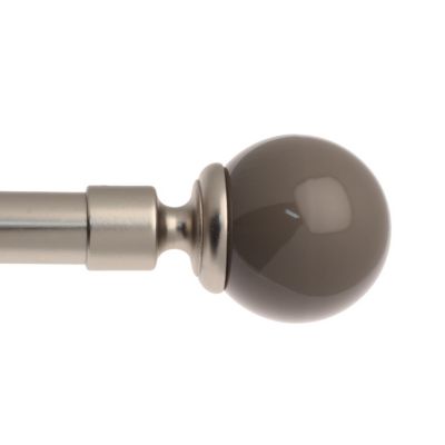 Ensemble barre à rideaux L.120/210cm nickel boule taupe
