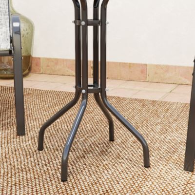 Ensemble bistro de jardin 3 pièces - 2 chaises, table ronde plateau verre - acier textilène anthracite